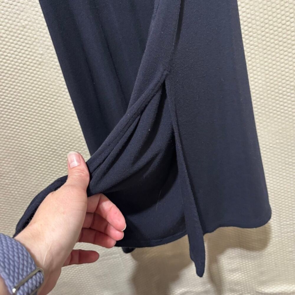 Theory Jilaena Ribbed Viscose Dress Size P (Petite) Ruched Drawstring Side Slit - Picture 4 of 9
